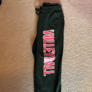 Green and Pink volleyball sweat pants